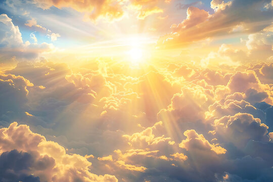 Golden Rays of Sunlight Through Clouds.