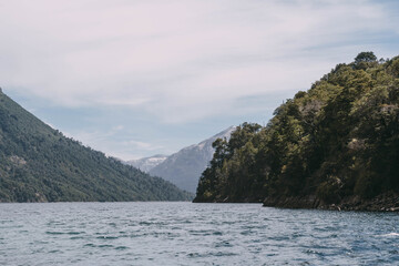 A mountain range is visible in the distance