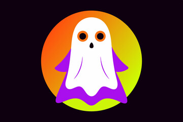 Spooky Vector Line Art of Creepy Halloween Ghost on White Background