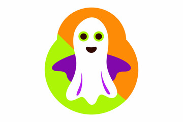 Spooky Vector Line Art of Creepy Halloween Ghost on White Background