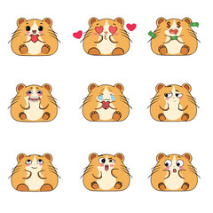 set of animals cute funny hamster vector illustration