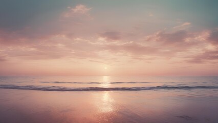 Naklejka premium a sunset with a pink and purple sky and the sun shining through the clouds.