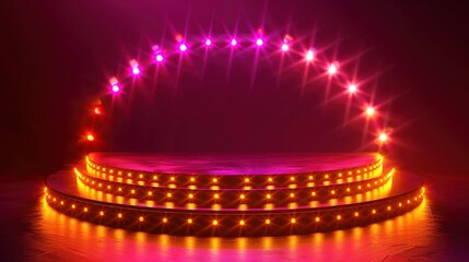 Retro Show Stage with Light Frame Decoration and Casino Podium Illustration