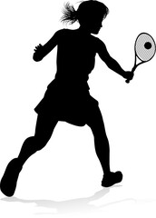 Tennis Player Woman Sports Person Silhouette