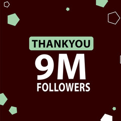 9million followers banner template for celebrating many followers in online social media networks.