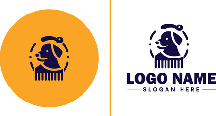 Dog grooming icon Canine care Pet grooming Dog styling flat logo sign symbol editable vector