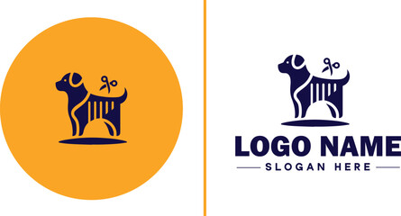 Dog grooming icon Canine care Pet grooming Dog styling flat logo sign symbol editable vector
