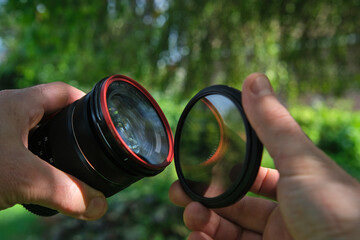 Installing an ND filter on a camera lens