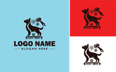 Dog grooming icon Canine care Pet grooming Dog styling flat logo sign symbol editable vector