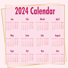  Calendar template. 2024 Calendar. 2024 annual calendar template with floral.	
