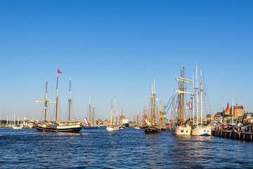 Segelschiffe auf der Warnow während der Hanse Sail in Rostock