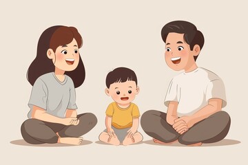 Digital art of a family enjoying a close moment symbolizing love connection and modern relationships