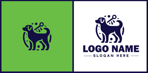 Dog grooming icon Canine care Pet grooming Dog styling flat logo sign symbol editable vector