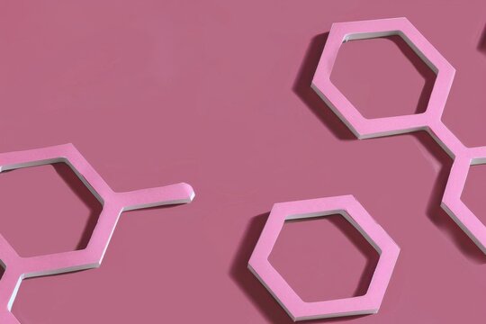 Abstract pink geometric shapes on a soft pink background. Modern, minimalist design ideal for backgrounds, posters, or digital content.