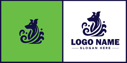 Dog grooming icon Canine care Pet grooming Dog styling flat logo sign symbol editable vector