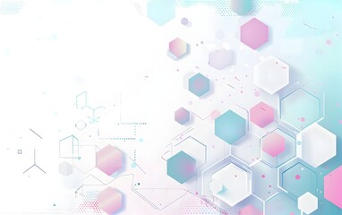 Abstract geometric background with hexagons and blocks in pastel colors on white vector illustration, futuristic technology concept for business presentation or banner desig