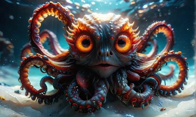 Obraz premium Vibrant Deep-Sea Octopus