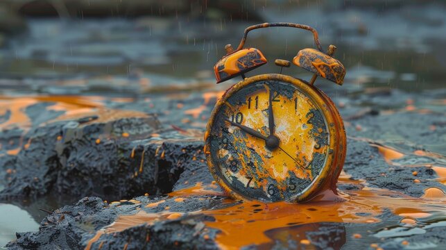 Vintage Clock Exploding in a Burst of Time and Color