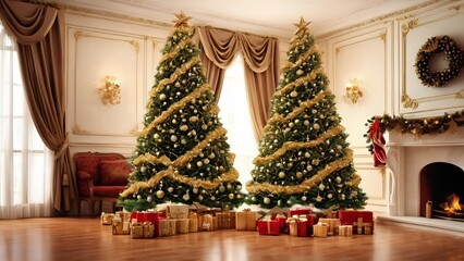 Fototapeta premium Brilliant Christmas tree photography, Christmas house style
