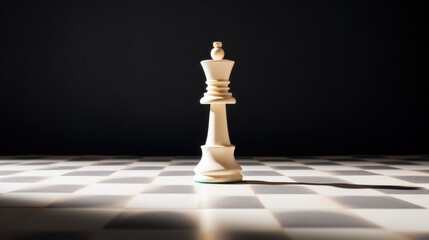 Photograph of a white chess piece, such as a king or queen, casting a long shadow across a chessboard, emphasizing power and influence.