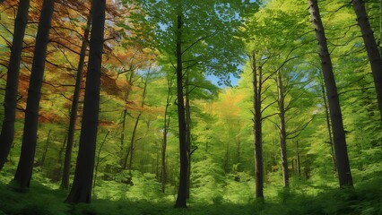High-definition forest scenery photo, refreshing atmosphere of the forest, and trees scene photo