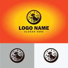 Dog grooming icon Canine care Pet grooming Dog styling flat logo sign symbol editable vector