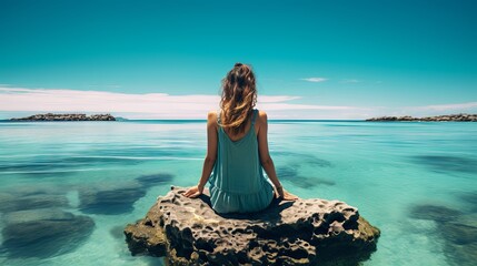 Cosmic girl meditates and finds harmony