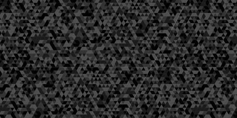 Vector geometric seamless technology gray and black triangle background. Abstract digital grid light pattern black Polygon Mosaic triangle Background, business and corporate background.