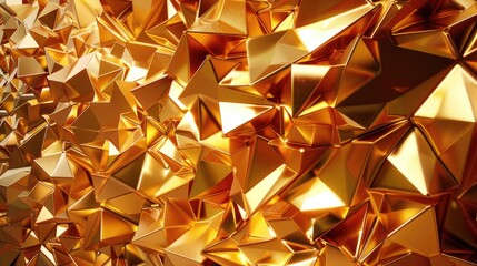 Mesmerizing 3D golden geometric shapes forming an abstract pattern