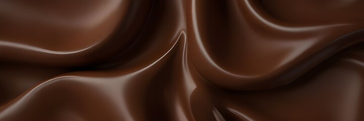 Naklejka premium Sfondo di cioccolato, crema marrone latte, onda liquida di cacao, vortice choco, astratto caffè scuro. Flusso, gradiente, schizzo, raso, increspatura cremosa, sciroppo, seta, diffusione.