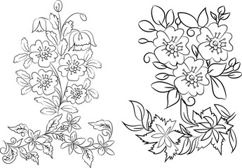 Hand-drawn simple blooming apple tree flower outline