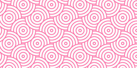 Vector overlapping Pattern Minimal diamond geometric pink color spiral line waves abstract wave line. seamless pink tile stripe overlap creative retro circle line fabric pattern white background.
