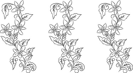 Hand-drawn simple blooming apple tree flower outline