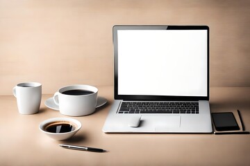 Fototapeta premium laptop and coffee
