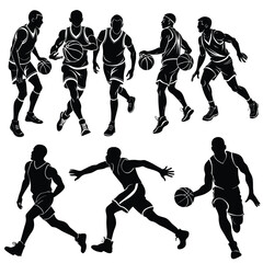 Fototapeta premium A series of silhouettes of basketball players