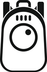 Simple and modern icon representing a portable washing machine, ideal for travelers and campers seeking convenience