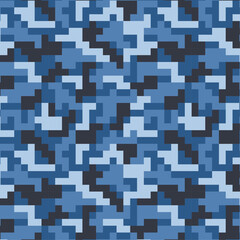 Camouflage seamless pattern for fabric print. digital pixel tiles. Woodland military textile. Modern camo uniform for war soldiers. Multicolor militaristic wallpaper. Vector design.