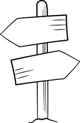 Wooden signpost hand drawn doodle vector clip art outline