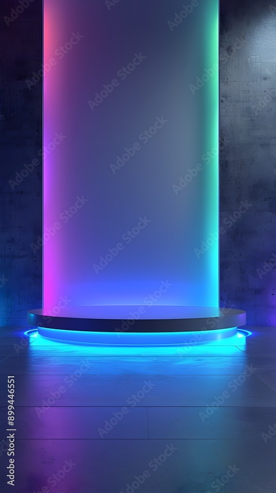 Wall mural neon gradient backdrop for sleek product presentation and modern concept display