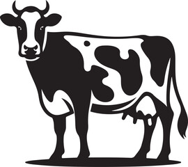 Cow silhouettes vector illustration. Black and white cows on a white background. Simple, modern design. Agriculture, farming, animal husbandry, dairy industry