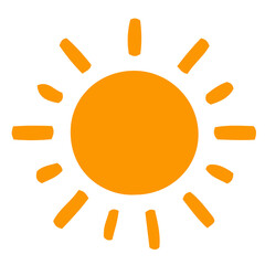 Doodle sun element. Hand drawn sun element.