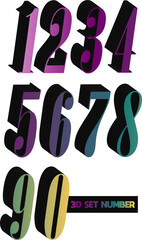 3d set numbers, 3d gradient number, set numbers
