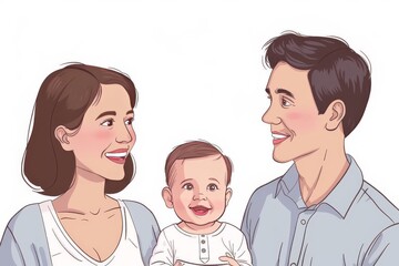 Fototapeta premium Loving family moment with parents and baby symbolizing warmth care and affection