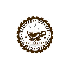 Coffee shop logo design. Coffee shop logo template. Coffee shop logo isolated in white background. Vector illustration.