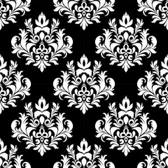 Vector seamless damask pattern on black background