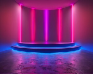 Minimalist Neon Backdrop with Bright and Vivid Hues for Sleek Product Showcasing