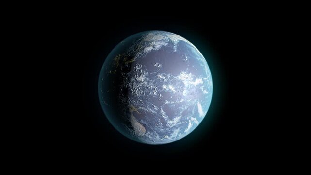 earth view from space, rotation of the earth around its axis, looped seamless video with transparent background