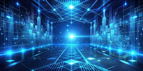 Obraz premium Abstract image of technology definition economics with blue neon color backgrounds, technology, definition, economics, abstract