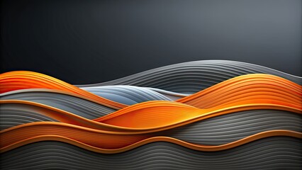 Obraz premium Abstract wavy landscape design in black, orange, and grey colors, abstract, wavy, landscape, design, black, orange, grey, colors