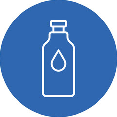Water bottle line circle icon